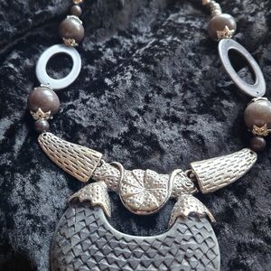 Elegant Silver and Black Statement Necklace